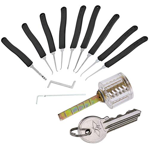 Loboo Idea 11 Stück Premium Praxis Lock Picking Tools, einschließlich 9 Stück Lockpick Haken und 2 Stück Lock Pick Spannschlüssel für Anfänger und Pro Schlosser (11 Stück Werkzeuge, mit von Loboo Idea