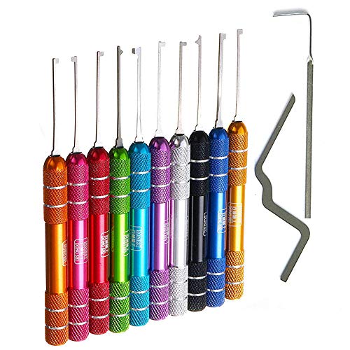 Loboo Idea 12-teiliges mehrfarbiges Dimple Kaba Lock Pick Set Werkzeug, Dimple Kaba Lock Pick Haken und Lock Pick Spannschlüssel für Anfänger und Profi Schlosser von Loboo Idea