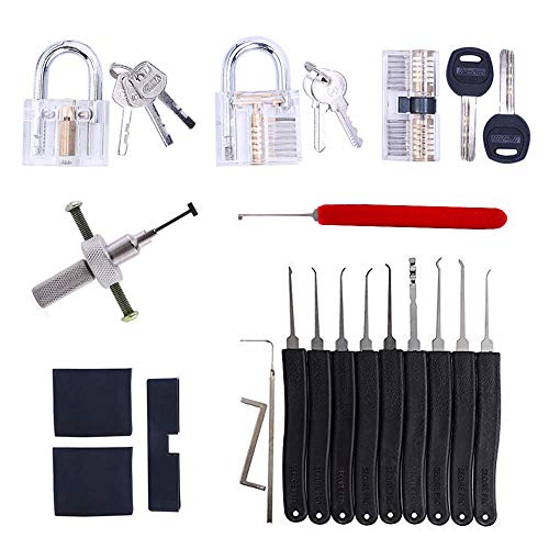 Loboo Idea 13-teiliges Lockpicking-Set mit 3 transparenten Übungs- und Trainingsschlössern für Anfänger und professionelle Schlosser von Loboo Idea