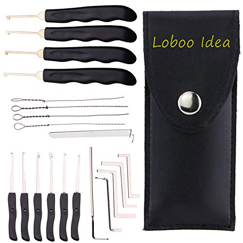 Loboo Idea 20-teiliges Broken Key Extractor-Kit, Home Depot-Lockpicking-Tool, Lockpick-Haken zum Entfernen, Broken Key Extractor-Set von Loboo Idea