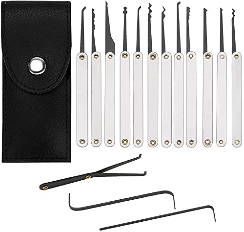 Loboo Idea Dietrich Set, 16-teiliges Lockpicking Set mit schwarzer Ledertasche, Praxis Lock Pick Tool Kit Anfänger und Profi Schlosser von Loboo Idea