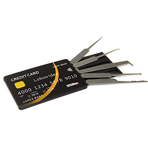 Loboo Idea Tastenfeld Werkzeugset für Kreditkarten, zum Öffnen von Vorhängeschlössern mit Schlüsseln, Silber von Loboo Idea