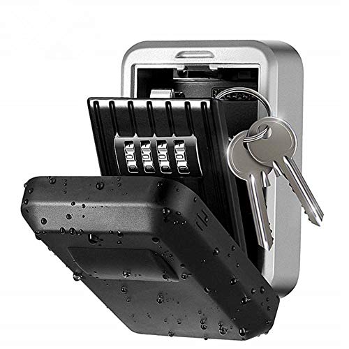 Loboo Idea Outdoor Rostfrei/Wasserdicht Wandmontierter Schlüsseltresor 4-stellige Kombination Passwort Schlüsselhalter Tresor Aufbewahrungsbox Aufbewahrungsbox Organizer Case von Loboo Idea