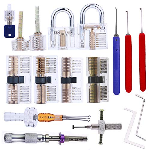 Loboo Idea Transparentes Vorhängeschloss und professionelle Lockpicking-Werkzeuge für Anfänger und Profi-Schlosser, 9 Stück von Loboo Idea