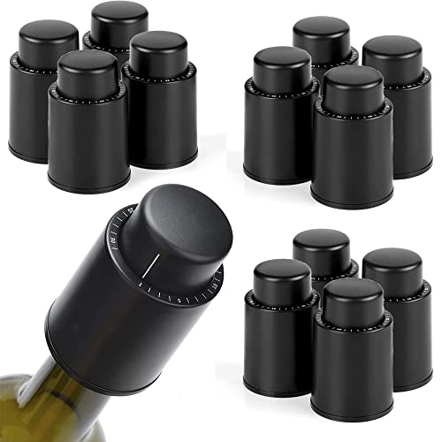 Loboo Idea Wine Pump Vacuum Stopfen, Wine Savers Vakuum Pumpe Stopfen für Glasflaschen (L - 12 Stück/Karton, Schwarz) von Loboo Idea