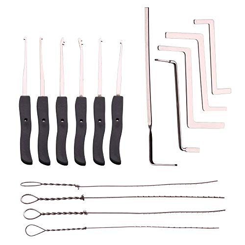 Loboo Idee Gebrochener Schlüssel Extractor Set Home Depot Schlosser Tool Removal Haken LockPick (15pcs, Schwarz) von Loboo Idea