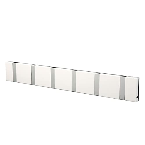 Loca Garderobenleiste Wandmontage Aluminium Eiche 6 Haken, Weiß, 8 kg von Loca