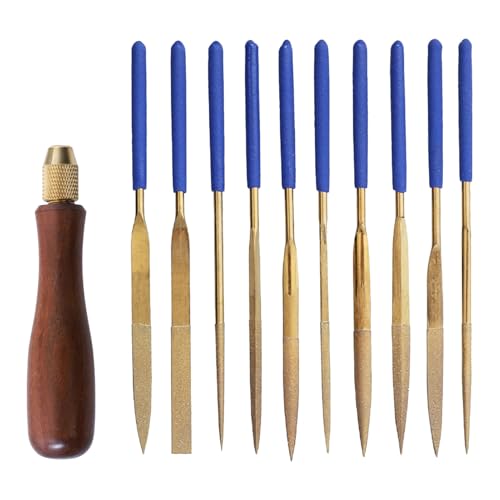 LOCADENCE 11 teilige Metalldatei und runde Griff -Diamantbeschichtungsdateien, Hand -Nadel -Datei -Tool -Kit für Glasstein -Plastikpolierschleife von Locadence