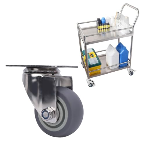 LOCADENCE 3-Zoll-Caster-Rad, leise rotierende Universal-Platten-Laufräder, 304 Edelstahl-Platte TPR-Rad für Warenkorb-Möbel-Werkbank von Locadence
