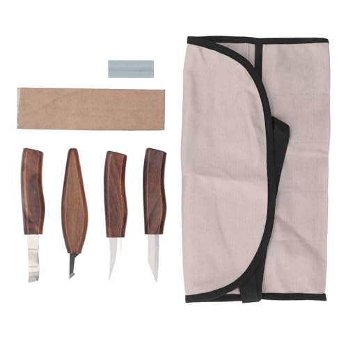 LOCADENCE 4 Teiliges Holzschnitzmesser Set, Holzlöffel Schnitzwerkzeug Set mit Schleifstein, Lederriemen und Walnussgriff für Handholzschnitzerei, Gipsschnitzerei, Papierschnitzere LOCADENCE 4 Teiliges Holzschnitzmesser Set, Holzlöffel Schnitzwerkzeug Set mit Schleifstein, Lederriemen und Walnussgriff für Handholzschnitzerei, Gipsschnitzerei, Papierschnitzere von Locadence