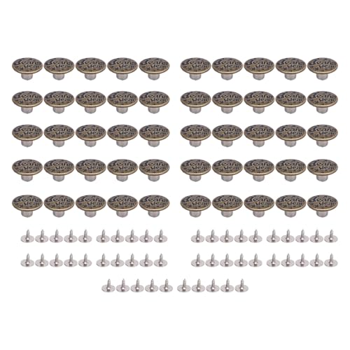 LOCADENCE 50 Sets Hosenknöpfe, Metall-Hosenspanner, Edelstahlknöpfe mit Sternmuster (17 mm) und 2 x 6,5 mm spitze Kreuzschlitzschrauben von Locadence