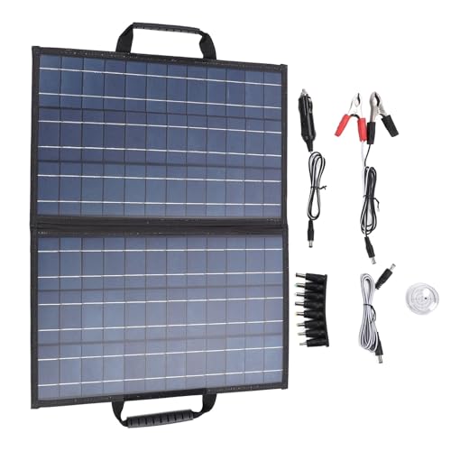 LOCADENCE 80W Faltbare Solarpanelkit mit Winkeleinstellmesser, Tragbares Polykristallines Solarladegerät mit 2 USB 1 Typ C 1 DC Anschluss für Telefon Tablet Outdoor Camping RV von Locadence