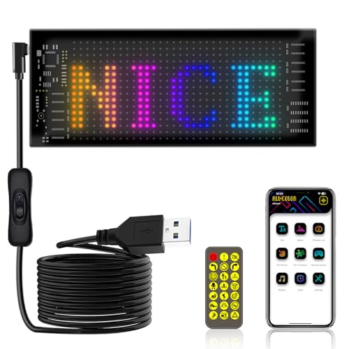 LOCADENCE DC5V Programmierbares LED Schild, Intelligentes Flexibles LED Farbdisplay mit 14,8 Fuß Kabel, Wasserdichtes Softscreen Display mit Bluetooth App Steuerung für die Autobar (16*32 (70*173 mm)) von Locadence