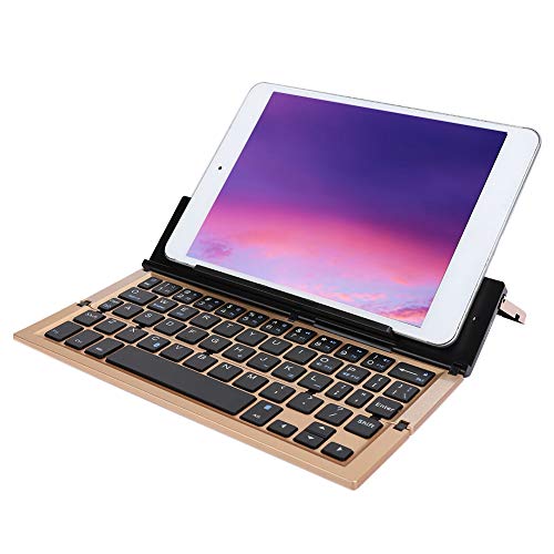 LOCADENCE Falttastatur mit Ständer, Tragbare, Goldene Klapptastatur, Wiederaufladbare Taschentastatur aus Luftfahrt Aluminium für Handys und Tablets von Locadence