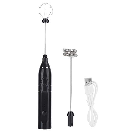 LOCADENCE Handheld Milch Spritzer, USB Laden 3 Geschwindigkeiten Kaffee Kaffee mit Doppelten Mischköpfen, Getränkemixierschaum Mini Mixer für Kaffee, Matcha, Lattes, Cappuc (Schwarz) von Locadence