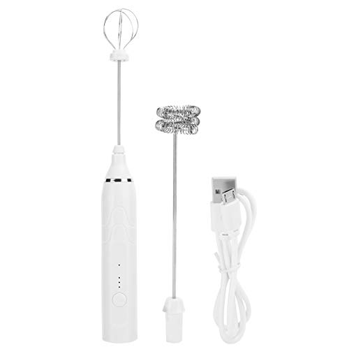 LOCADENCE Handheld Milch Spritzer, USB Laden 3 Geschwindigkeiten Kaffee Kaffee mit Doppelten Mischköpfen, Getränkemixierschaum Mini Mixer für Kaffee, Matcha, Lattes, Cappuc (Weiß) von Locadence