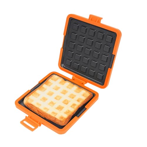 LOCADENCE Mikrowellen Toastie Sandwichhersteller, 6,69 X 5,71 X 1,38 Zoll Kabelfreier Snack Hersteller Panini Press, Mikrowellen Toaster Zum Kochen des Frühstücks (Orange) von Locadence