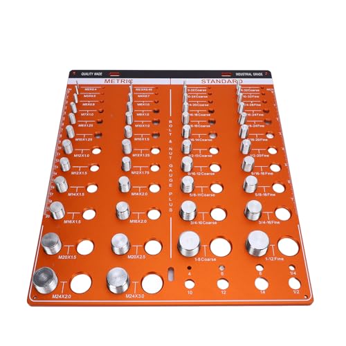 LOCADENCE und Schraubengewindeprüfer, 24 Metrik 22 Standard 8 Bohrbitgrößen Schraubengröße und Gewindemessung, Aluminiumlegierung und Schraubengewindekennung von Locadence