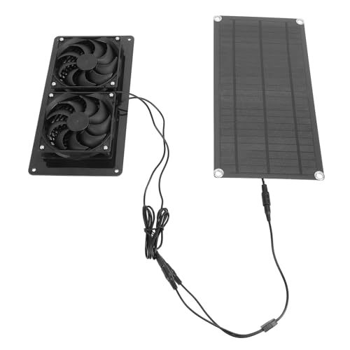 Locadence 10W 18V Solar Angetriebener Ableitungslüfungskit, 3000 U/Min 200CFM Wetterfestes Dual Lüfter, Solarbeatmung Lüfterkit für Hühnchen Coop Pet House Gewächshaus von Locadence