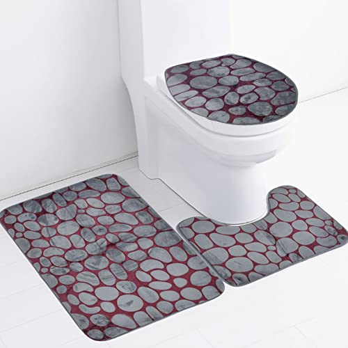 Locadence 3 Teilige Badezimmerteppiche, Nicht Schlaue Zwei Farbsteintextur Absorption Flanell Toilettenbad Matte Set mit Gummi Rücken für Den Heimboden Locadence 3 Teilige Badezimmerteppiche, Nicht Schlaue Zwei Farbsteintextur Absorption Flanell Toilettenbad Matte Set mit Gummi Rücken für Den Heimboden von Locadence
