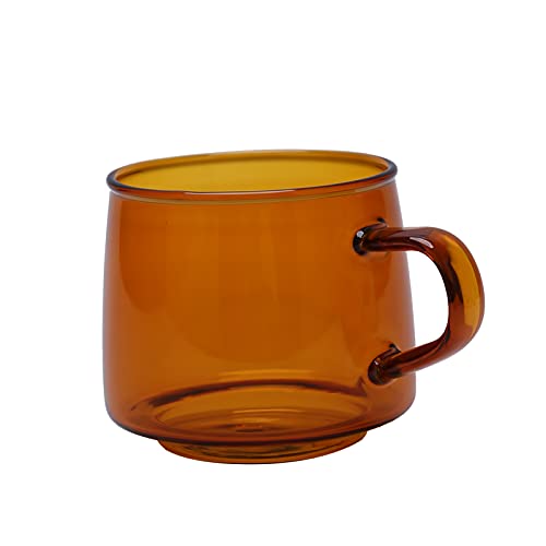 Locadence 350 ml Glas Kaffeetassen, Hochtemperaturbeständige Kristall Cappuccino Tassen, Teetassen Trinkbecher mit Griff für Cafés, Restaurants und Privathäuser (Amber) von Locadence