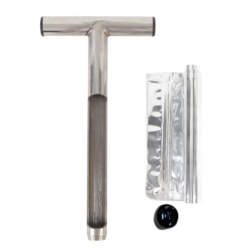 Locadence Locadenzbodenprobenperatur Sonde mit T Handle, Edelstahl Bodensondenstab Bodentestset, Bodenprobener -Sondenstabwerkzeug mit 2 Probenbeuteln für Pflanzenpflegegartenfarm von Locadence