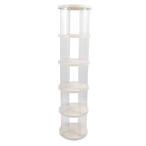 Locadence Rotating Bookshelf, Transparent Round Floor Standing Bookcase Storage Rack, 360 Grad Display Rotatable Floor Standing Bookcase Stackable Rack for Bedroom, Living Room (5 Tier) von Locadence