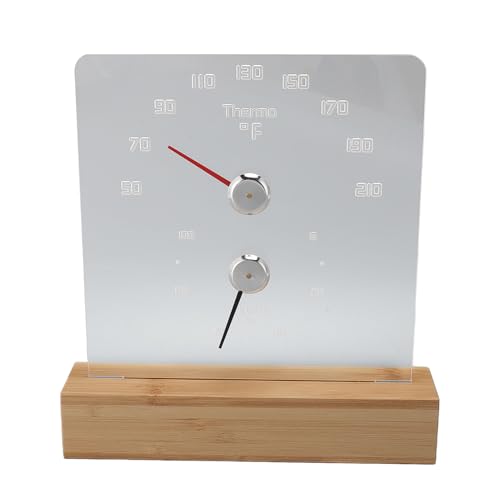 Locadence Sauna Thermometer, 2 in 1 Freistehendem Thermometer Hygrometer, Innenfeuchtigkeitstemperaturmonitor mit Holzbasis für Saunaberien (Fahrenheit 50 ℉ -210 ℉) von Locadence