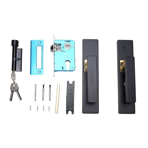 Locadence keyed eintrag tür Hebel Set, Schloss Stille Eingangstürgriff, Aluminiumlegier -Türgriff Innenraum für Innenraum Außen im Innenbadezimmer Schlafzimmer (Schwarzes Gold) von Locadence