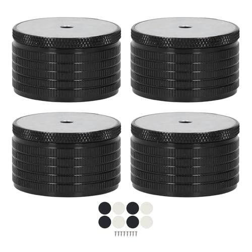Locadenz 4PCS Bettrahmenstütze Beine, Rahmenzentrum -Lamellen schwere Stützbein, Aluminiumlegierungsmöbel Riser für Sofa Tischstuhl 23 bis 37 mm Höhenanpassung (Glänzend schwarz) von Locadence