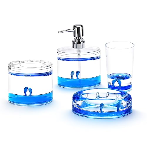 Locco Decor 4 Stück Acryl Flüssigkeit 3D Floating Motion Badezimmer Eitelkeit Zubehör Set Delfin Locco Decor 4 Stück Acryl Flüssigkeit 3D Floating Motion Badezimmer Eitelkeit Zubehör Set Delfin von Locco Decor