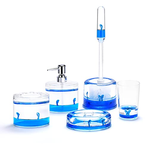 Locco Decor 5 Stück Acryl Liquid 3D Floating Motion Badezimmer Vanity Zubehör Set Delphin Locco Decor 5 Stück Acryl Liquid 3D Floating Motion Badezimmer Vanity Zubehör Set Delphin von Locco Decor