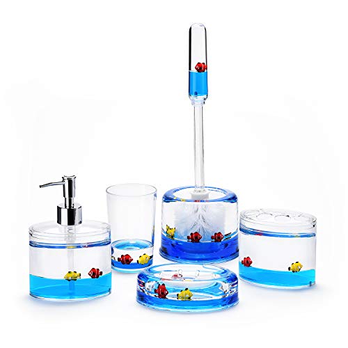 Locco Decor Badezimmer-Zubehörset, Acrylflüssigkeit, 3D-Schwimmbewegung, 4-teilig 5-Set Fisch Locco Decor Badezimmer-Zubehörset, Acrylflüssigkeit, 3D-Schwimmbewegung, 4-teilig 5-Set Fisch von Locco Decor