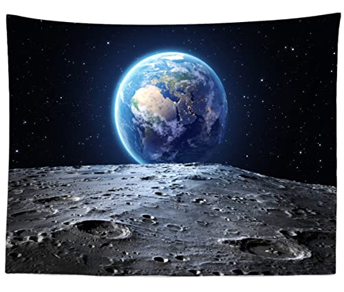 Loccor Galaxie-Wandteppich, Weltraum-Wandteppich, Blick auf die blaue Erde vom Mond, Oberfläche eingerichtet von der NASA, Wandteppich, Planet, Sterne, Weltraum, Party-Hintergrund für Schlafzimmer von Loccor