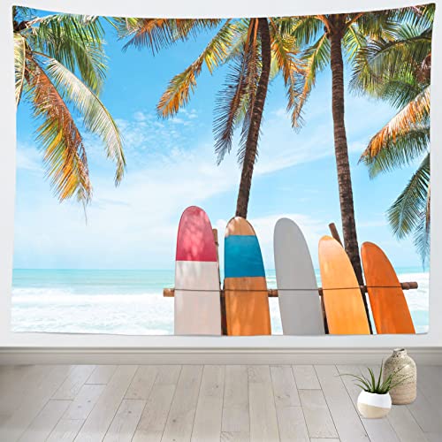 Loccor Wandteppich für Sommer, Strand, Surfbrett, 264 x 178 cm, Himmel, Ozean, tropische Hawaii-Palme, Meer, Surfen, Wandbehang, Naturwandteppich, Heimdekorationen für Wohnzimmer, Schlafzimmer, Loccor Wandteppich für Sommer, Strand, Surfbrett, 264 x 178 cm, Himmel, Ozean, tropische Hawaii-Palme, Meer, Surfen, Wandbehang, Naturwandteppich, Heimdekorationen für Wohnzimmer, Schlafzimmer, von Loccor