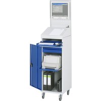 RAU Computer-Schrank, Tastaturauszug, Flügeltür, Lochplattenrückwand, Schubladen, mobil von RAU