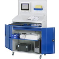 RAU Computer-Schrank, Tastaturauszug, Doppel-Flügeltür, Lochplattenrückwand, Schubladenanzahl x H x B: 1 x 80 x 1.020 mm, mobil von RAU