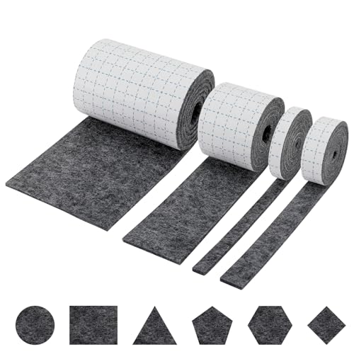 Lociban Filzgleiter Selbstklebend, 4 Rollen selbstklebender in 1 Meter Länge Breite 1cm 2cm 5cm 10cm, Filzgleiter Selbstklebend 4mm Dicker, Schneiden Sie Jede Form, Möbelgleiter für Stühle Bodenschutz von Lociban
