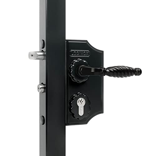 Ziergitterschloss Locinox LAKY Drehtorschloss für Schmucktore Aufsteckschloss | Pulverbeschichtet (RAL 9005 - tiefschwarz, Rahmenbreite 30-40 mm) von Locinox