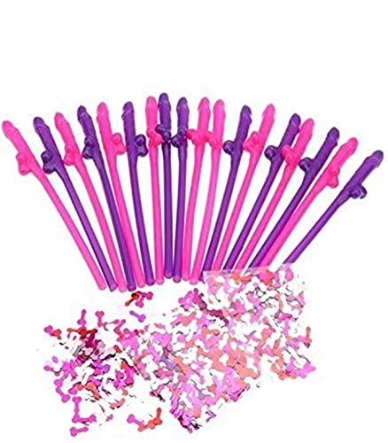 Locisne 40pcs Trinken Strohhalme + 2bag Partei Spritzt, Saugen Verrückte Strohhalme Tun Stroh Nacht Party Zubehör, Wiederverwendbare Kunststoff Strohhalme, Dekorationen Partybedarf von Locisne