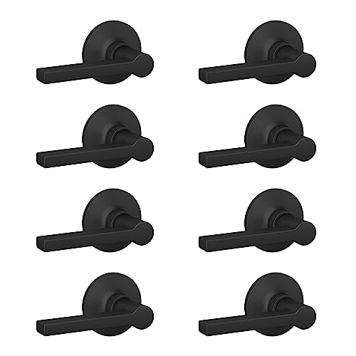Lock Scout Gerader Hebel mit runder Zierleiste für Flur und Schrank, mattschwarzes Finish, 8 Stück von Lock Scout