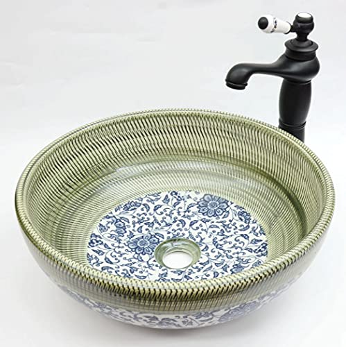 Waschschüssel für Badezimmer, Vintage-Stil, Keramik, Blumenmuster von Lock&Handle