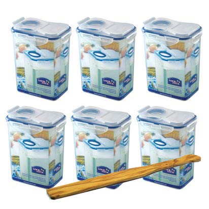 Lock&Lock Schüttboxen-Set 6-TLG (6X HPL813F je 1,8L) & SeleXions Multifunktion Olivenholz Spachtel von LocknLock