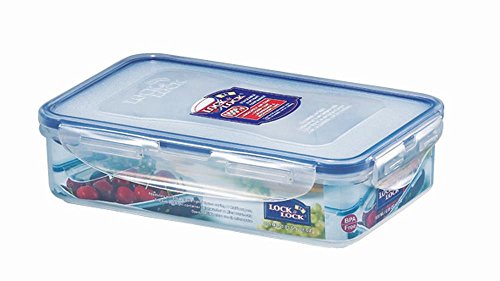 Lock & Lock Frischhaltebox 3 Stück, Vorratsbox, 800 ml rechteckig mit Gitter Einer Rechteck, transparent, 205 x 134 x 52 mm, Set by Danto® von LocknLock
