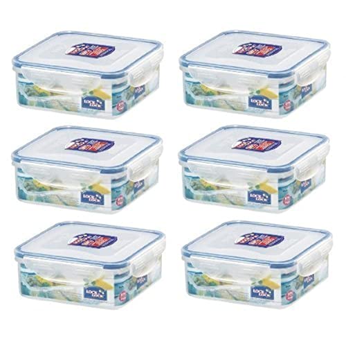 Lock & Lock HPL823 Frischhaltebox, quadratisch, 870 ml, 6 Stück von LocknLock