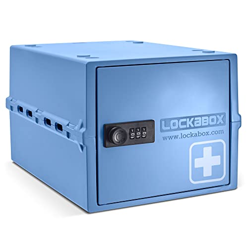 Lockabox One™ | Kompakte Abschließbare Box aus Polycarbonat mit Zahlenschloss für mehr Sicherheit zu Hause | Ideal für Lebensmittel, Medikamente und Technik/Handygefängnis (Medi Blau) von Lockabox
