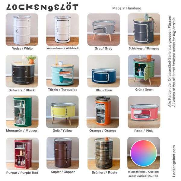 Lockengelöt Bar Kommode aus einem Hamburger Ölfass von Lockengelöt