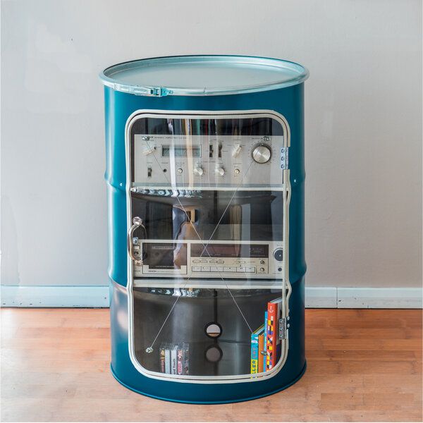 Lockengelöt HiFi Vitrine aus einem Hamburger Ölfass von Lockengelöt