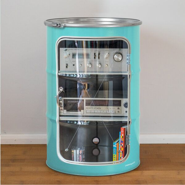Lockengelöt HiFi Vitrine aus einem Hamburger Ölfass von Lockengelöt
