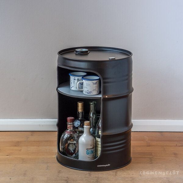Lockengelöt Minibar aus einem kleinen Ölfass Hamburger Ölfass, made in Hamburg. von Lockengelöt